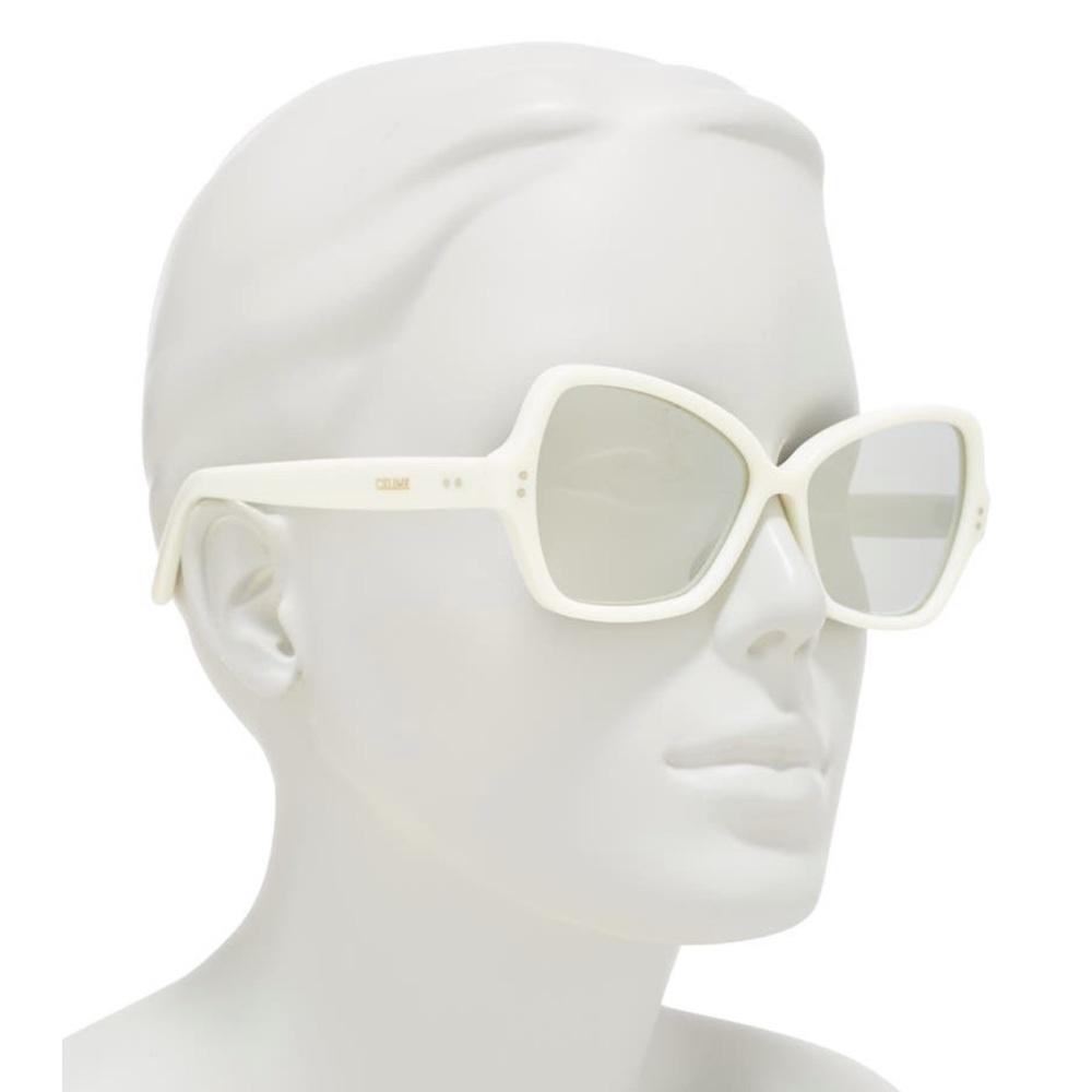 New Authentic CELINE Ivory With Smoke Mirror 56mm Mirrored Butterfly Sunglasses